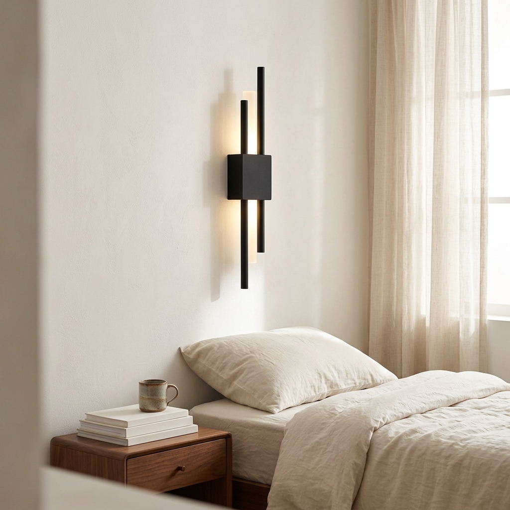 Wren Adjustable Dual Tube in black right, bedroom