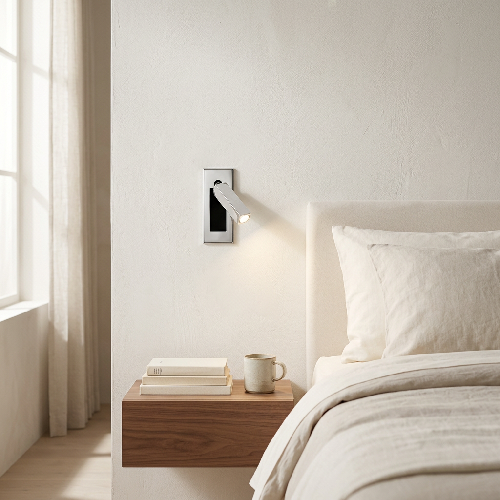 Wren Pull Out Bedside in chrome, bedroom