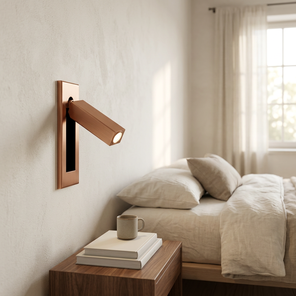 Wren Pull Out Bedside in copper, bedroom