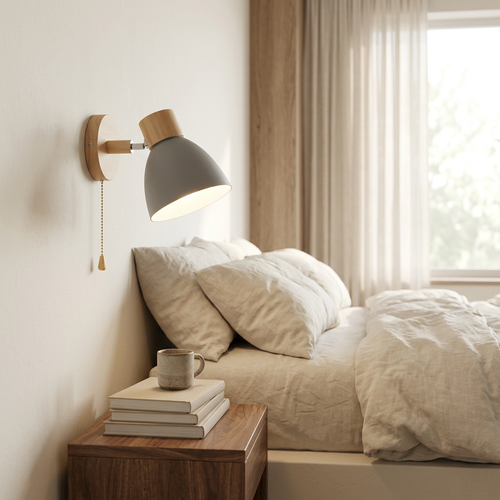 Wren Nordic Wood in gray, bedroom