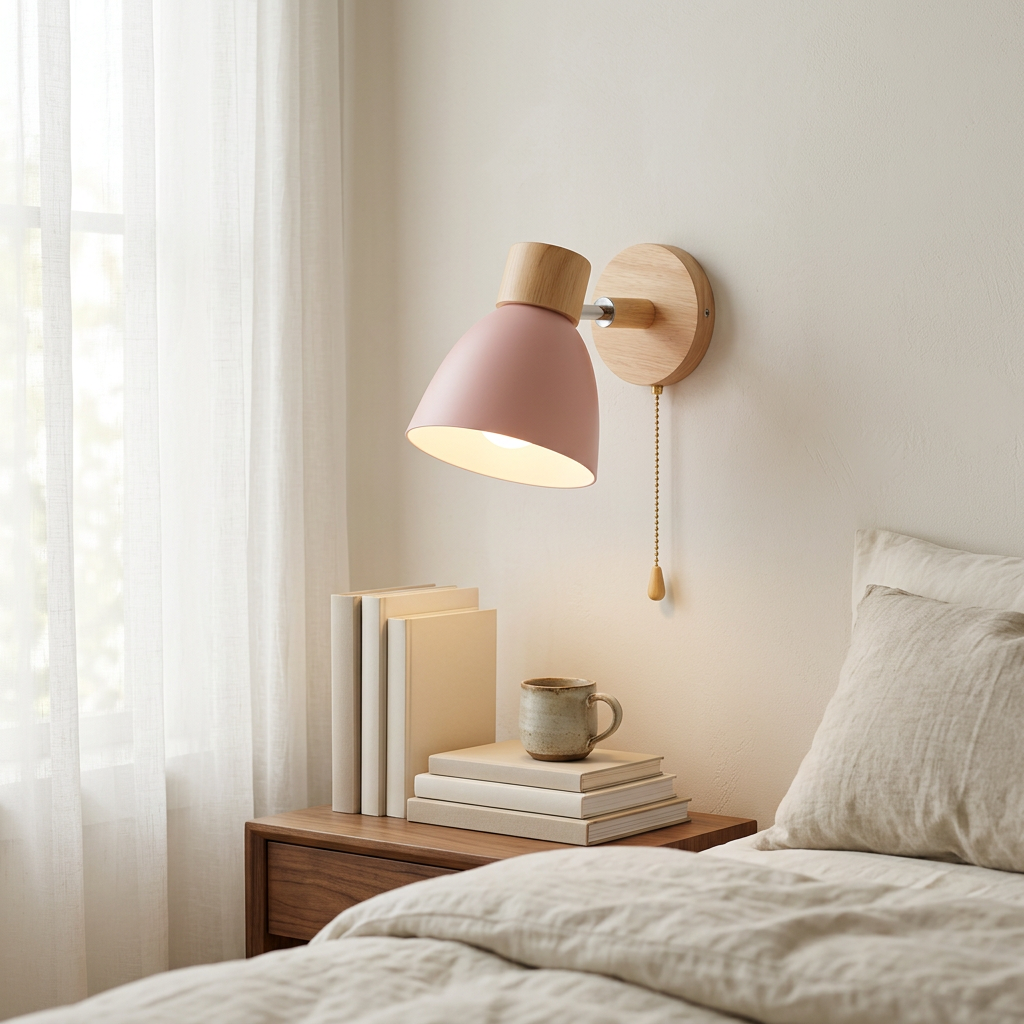 Wren Nordic Wood in pink, bedroom