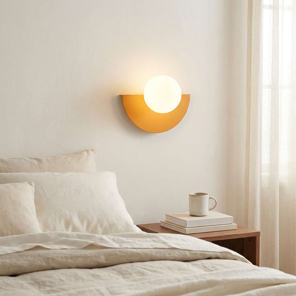 Wren Semicircle LED in orange, bedroom