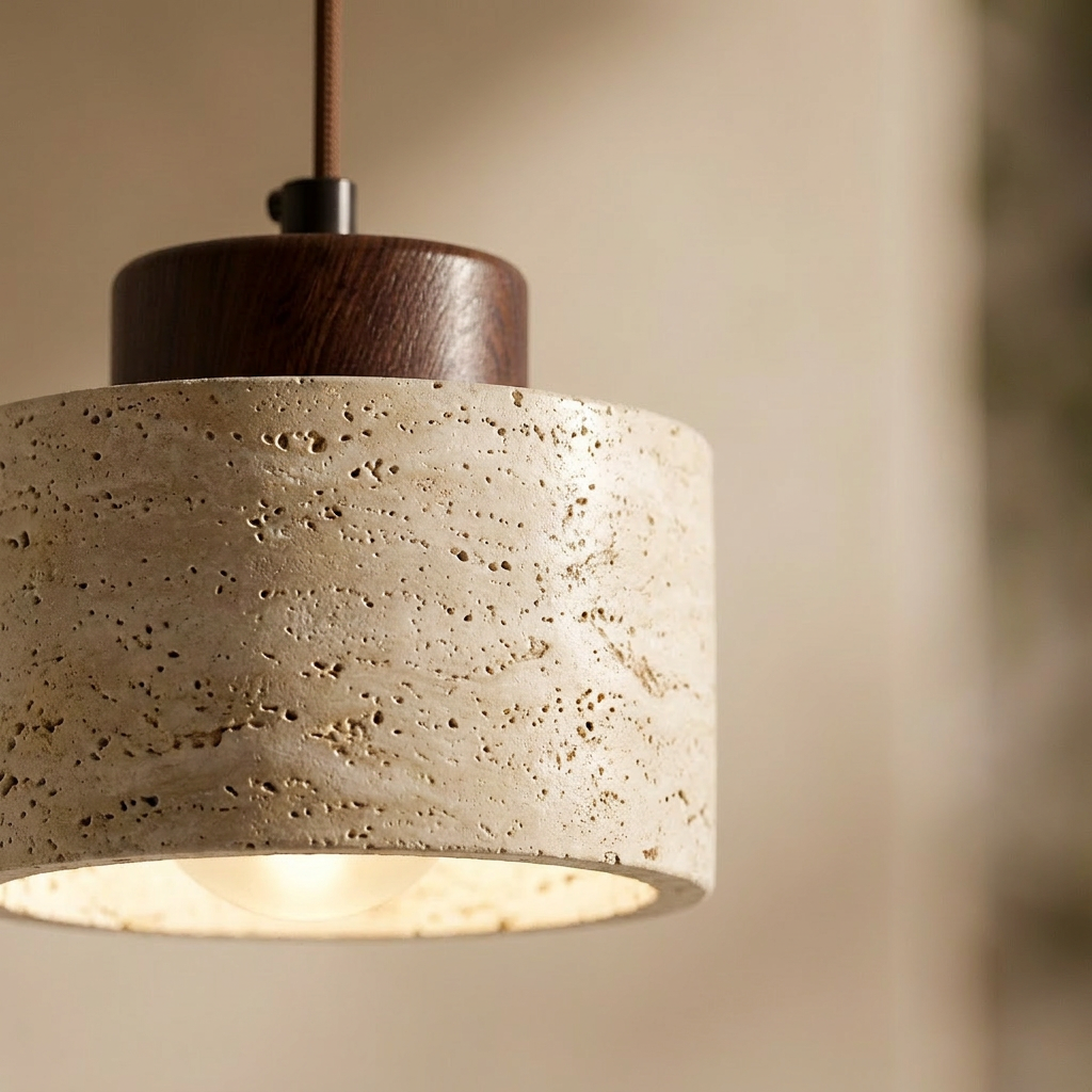 Aurora Travertine Stone pendant natural stone texture detail