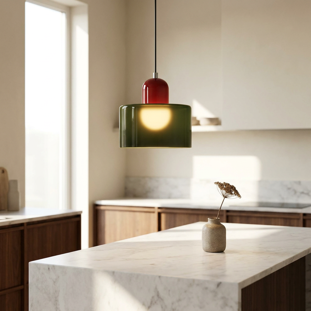 Aurora Bauhaus Round pendant in dark green colorway