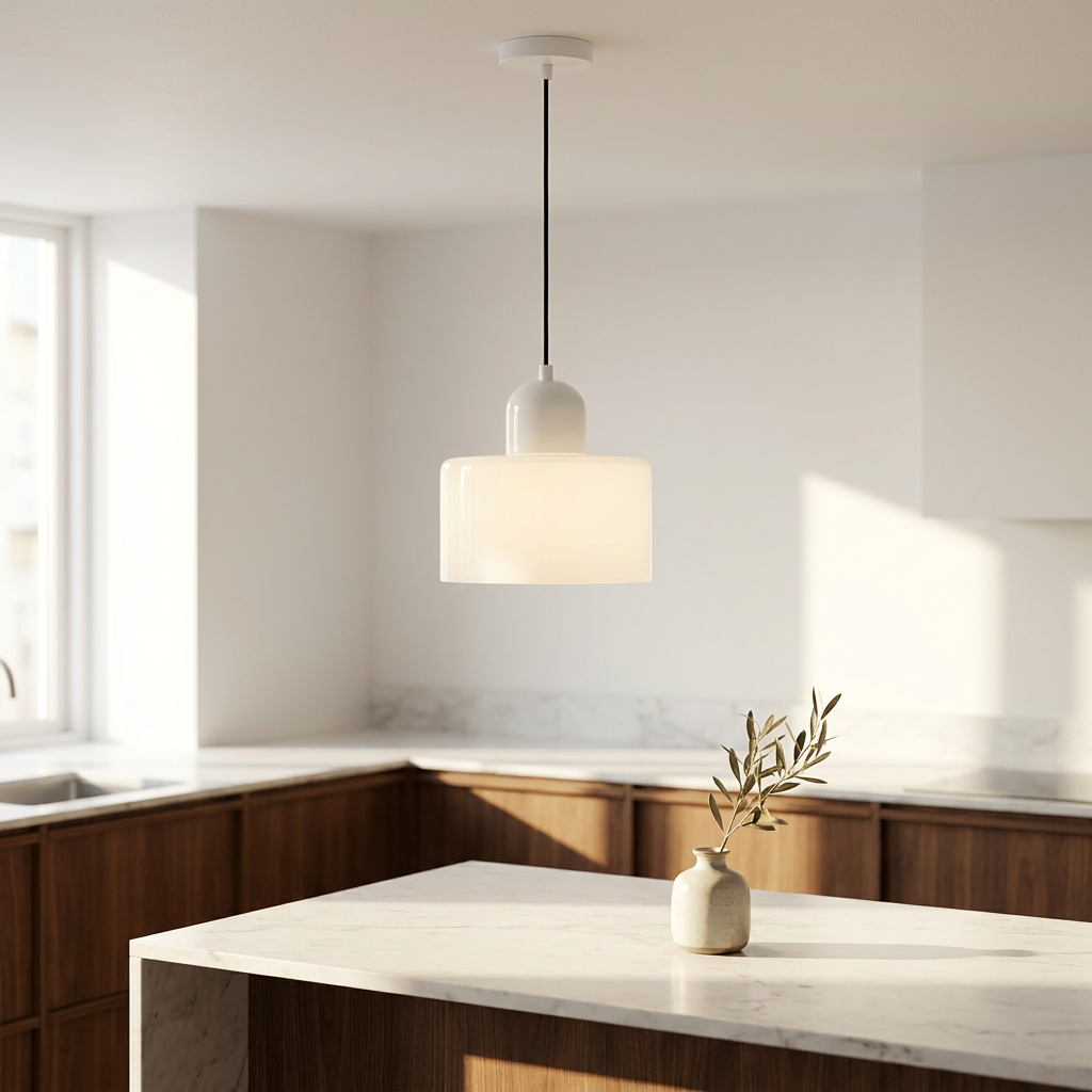 Aurora Bauhaus Round pendant in white colorway
