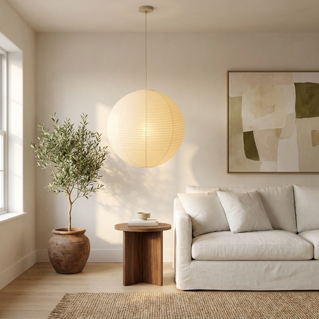 Aurora Cotton Paper Pendant Light - Beige