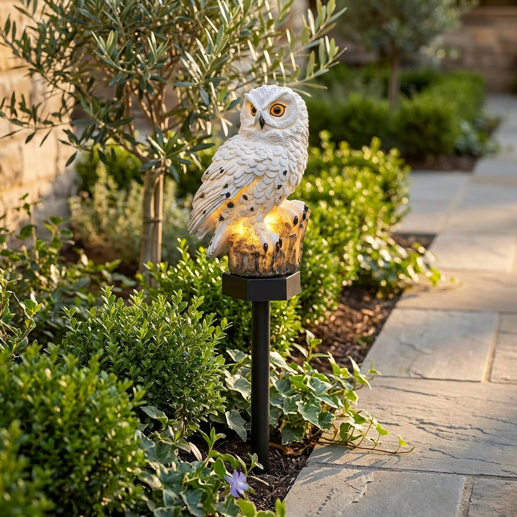 Atlas Owl Solar Pathway Light - garden border lifestyle