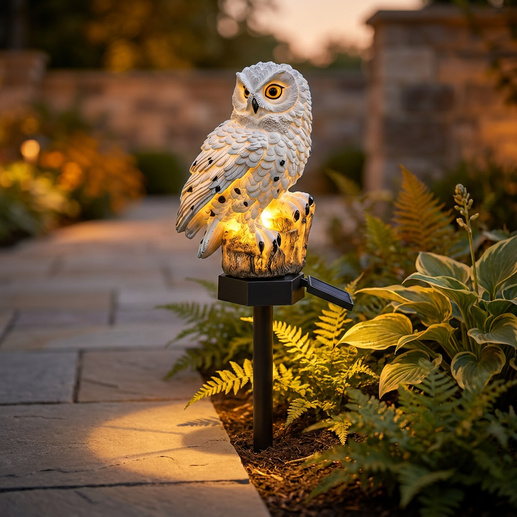 Atlas Owl Solar Pathway Light - soft evening glow