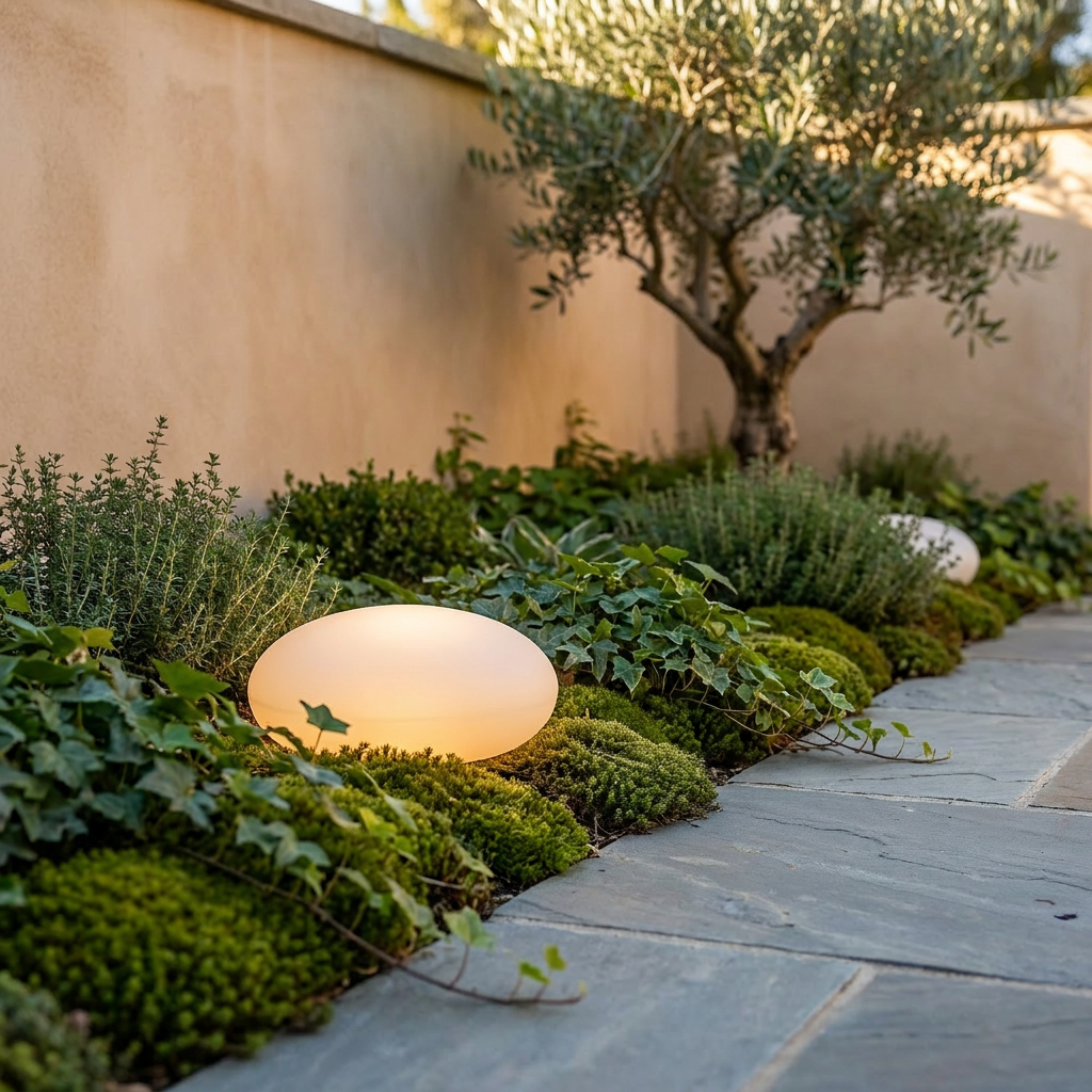 Atlas Pebble Solar Landscape Light - garden corner lifestyle