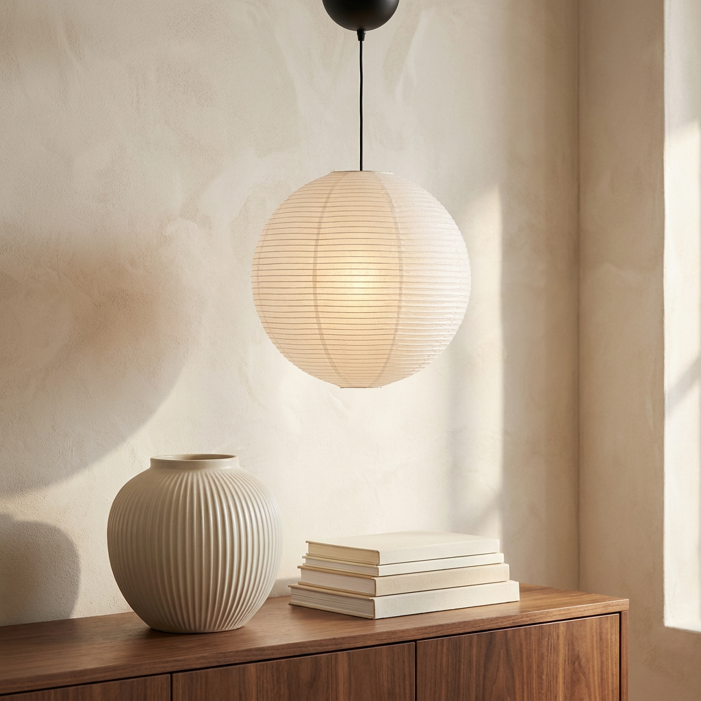 Aurora Cotton Paper Pendant Light - console vignette
