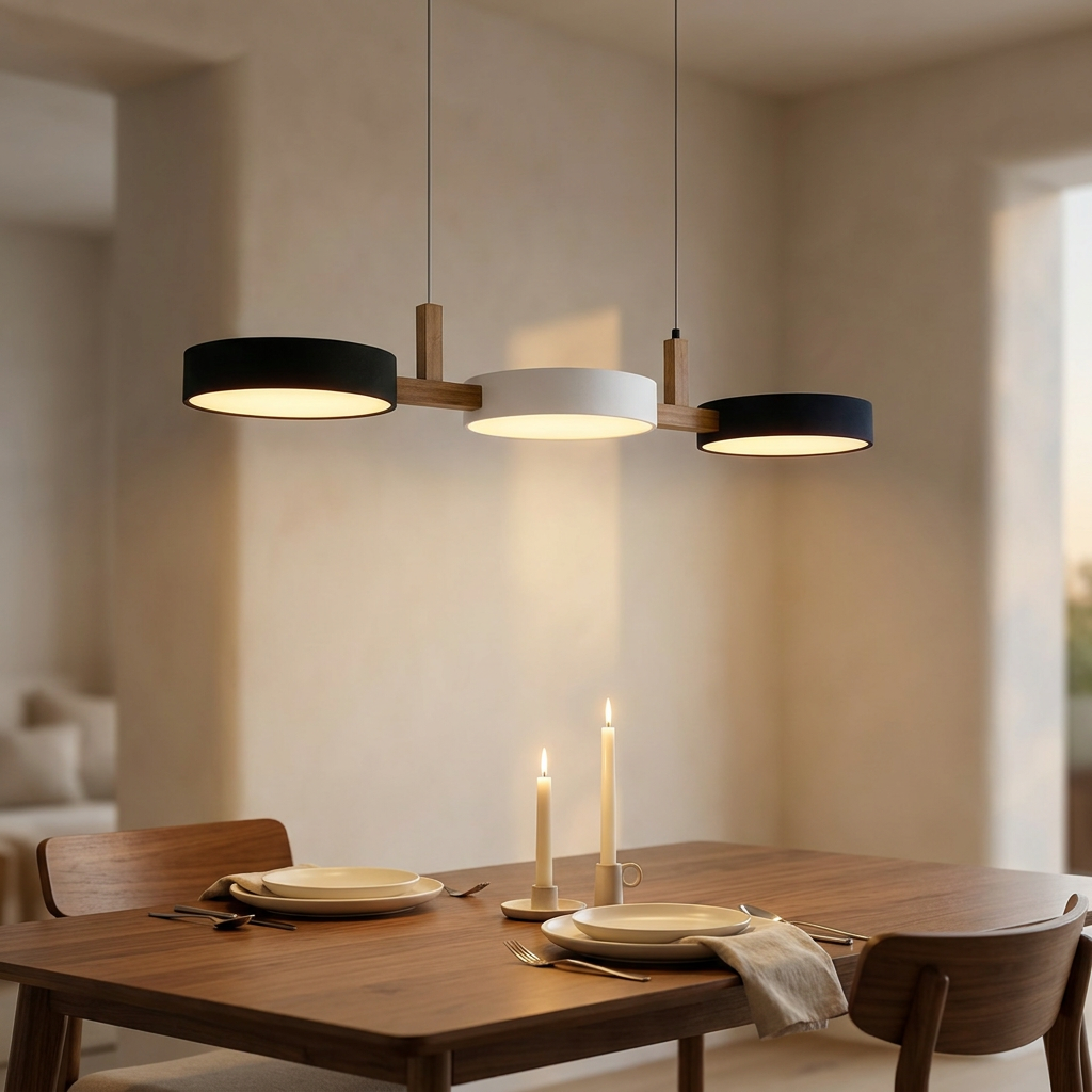 Aurora Cylinder Linear Pendant Light - soft evening dining