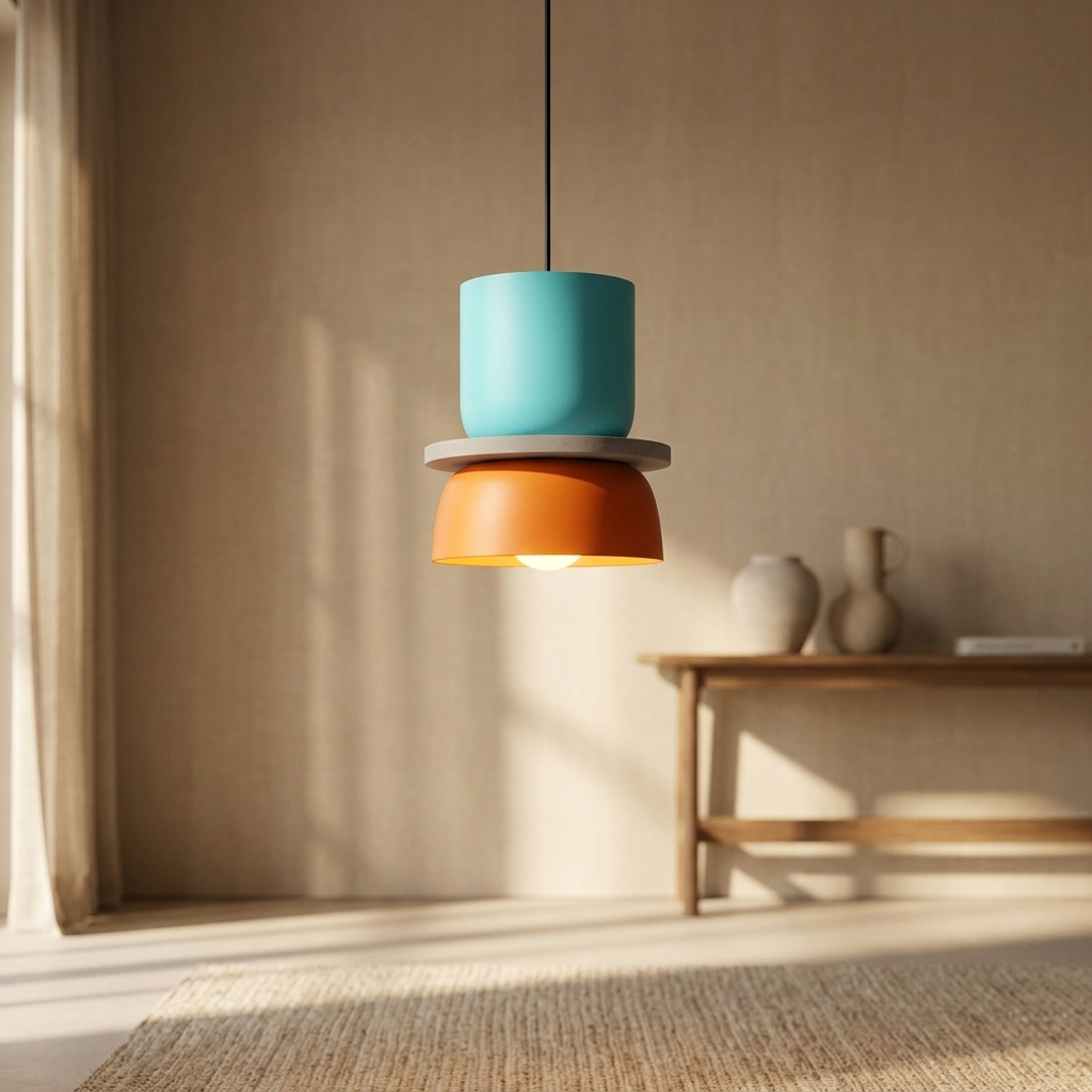 Cyan & Orange | Aurora Macaron Disc Pendant Light
