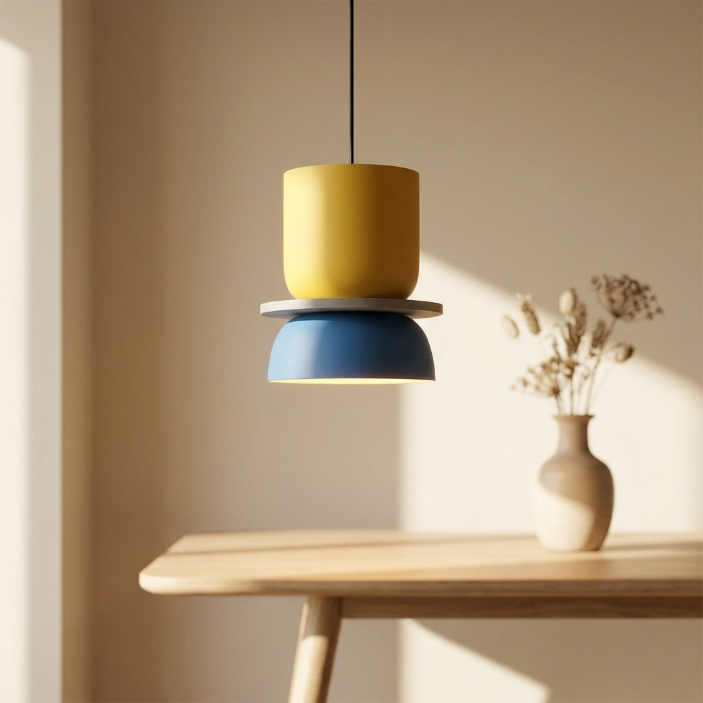 Yellow & Blue | Aurora Macaron Disc Pendant Light