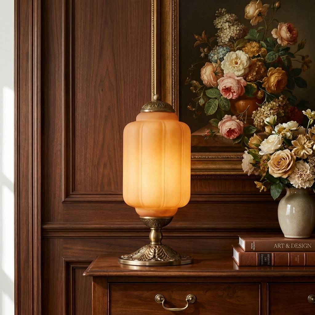 Orange | Halo Cream Glass Table Lamp