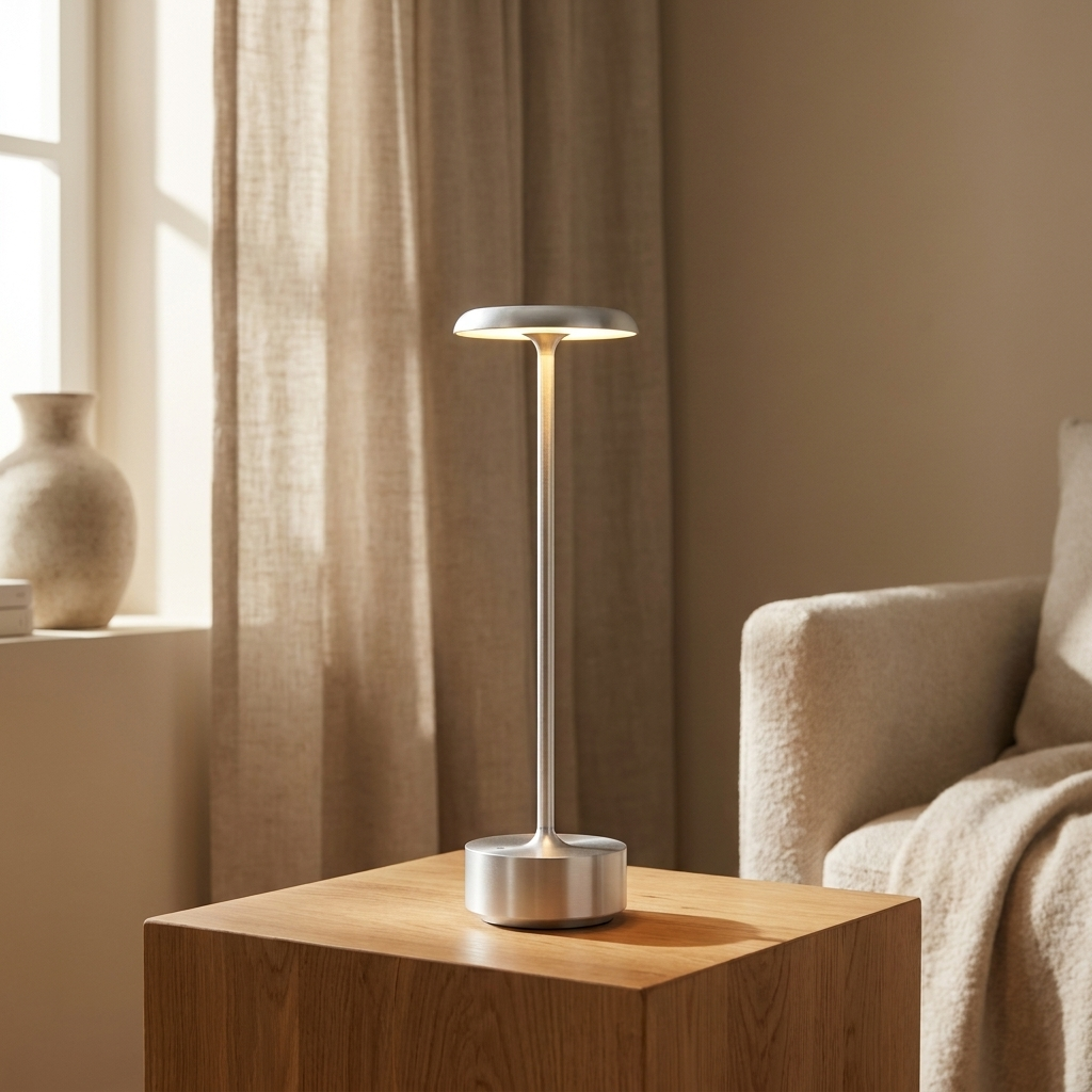 Silver | Halo Disc Cordless Table Lamp