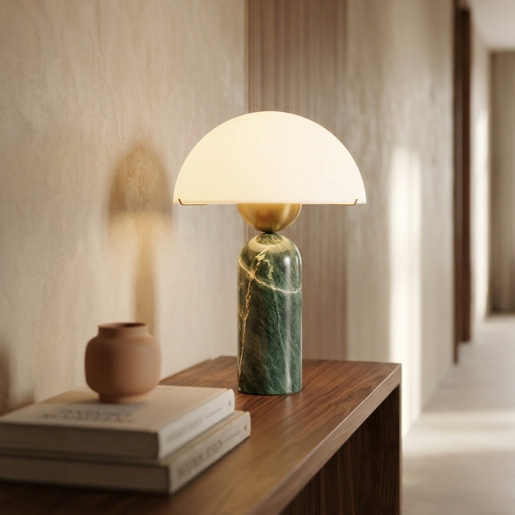 Green Marble | Halo Stone Globe Table Lamp