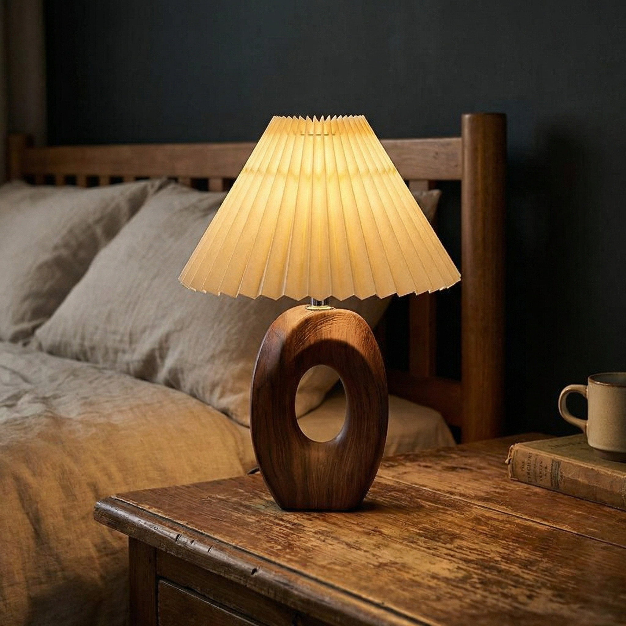Halo Solace Sculpted Wood Table Lamp