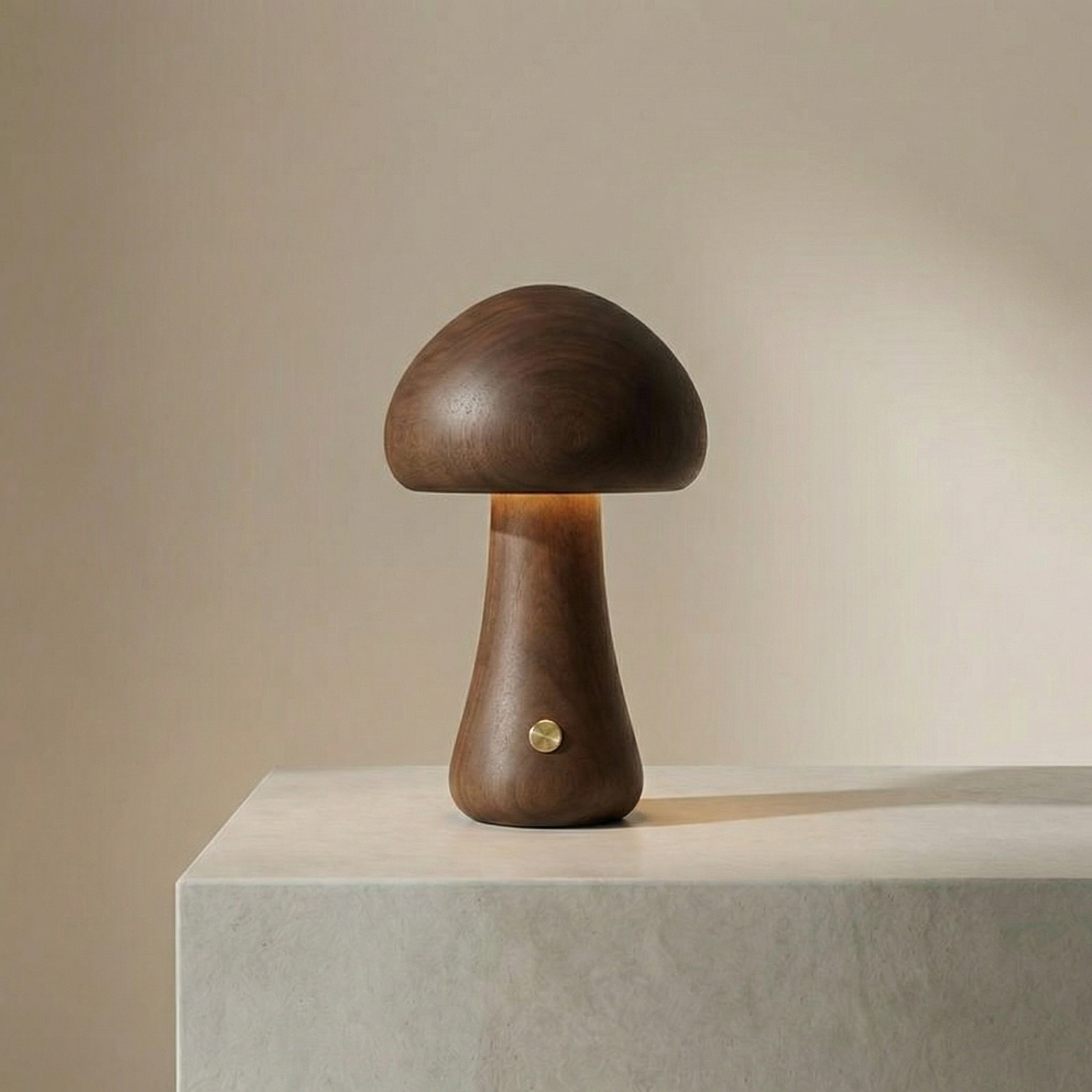 Halo Glow Mushroom Wood Table Lamp