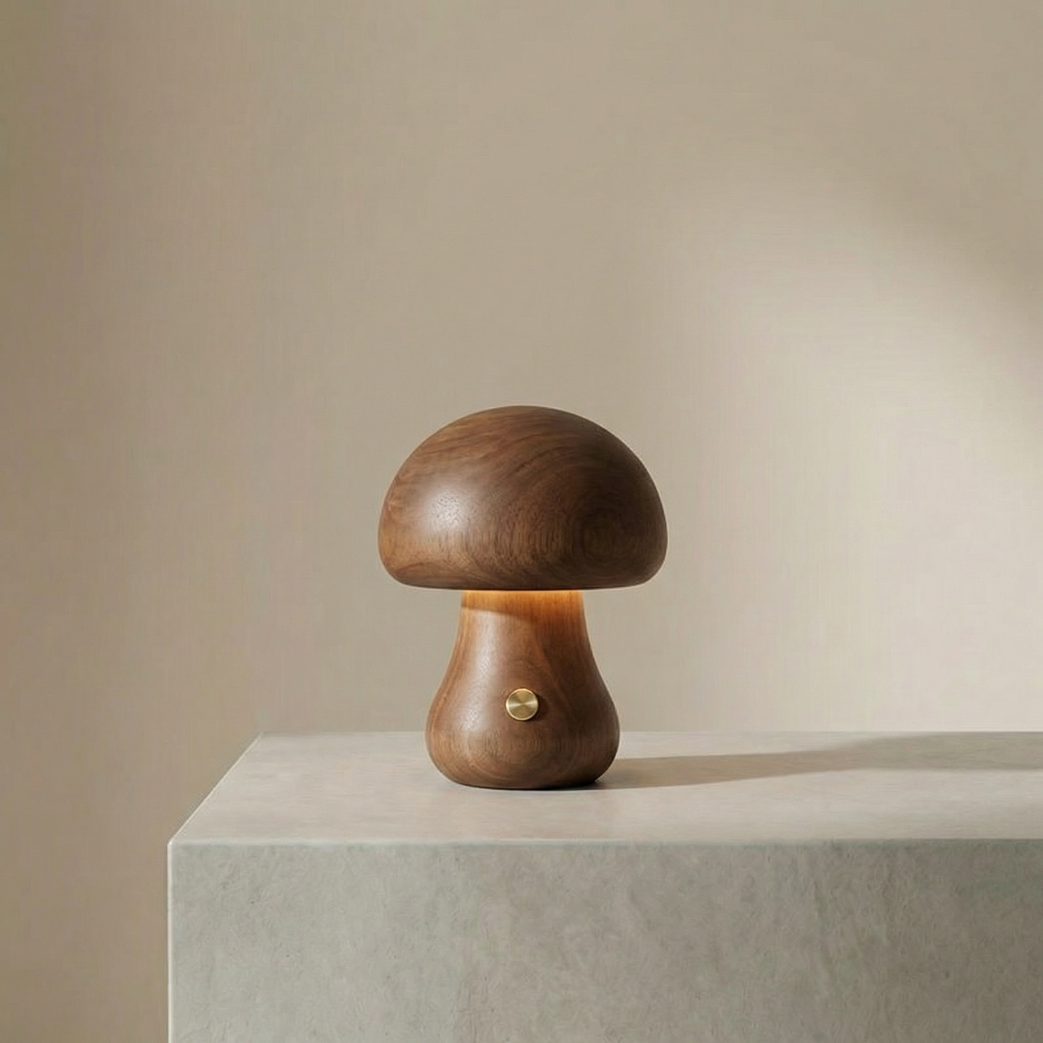 Halo Glow Mushroom Wood Table Lamp